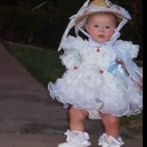 Charming White and Blue Baby Costume with Hat